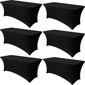 Universal Rectangular Fitted Tablecloths - 6 Pack Spandex Covers for Events